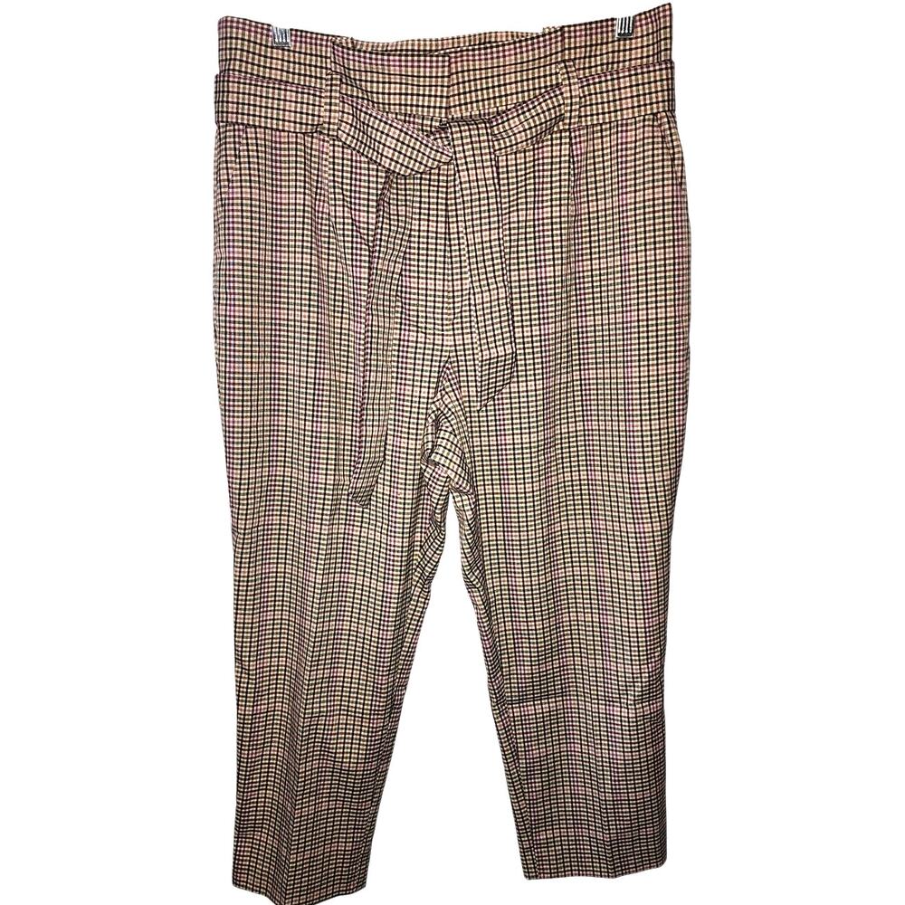 Worthington Plaid Multicolored Plaid High Rise Wide Waist Ankle Pants Plus 16P